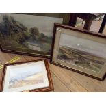 Three framed coloured prints, comprising F.J. Widgery: The Moore Gate, William Widgery: crossing the