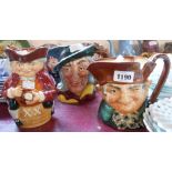 A Royal Doulton character jug D 6403 Pied Piper, Old Charlie similar, and a Royal Doulton Toby jug