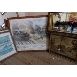 A framed photographic print Branch Lines, Staverton with Dart Valley Railway patch included in frame