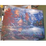 Chuck Pinson: a large printed canvas, depicting an American lakeland scene