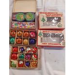 Two vintage boxed sets of Woolworth glass Christmas tree ornaments - sold with two vintage Paul