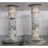 A pair of Poole Pottery Bellini candlesticks