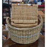 A Fortnum & Mason slope top picnic hamper - sold with a log basket