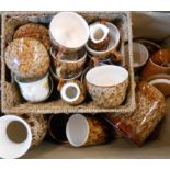 A box containing assorted ceramics including Lamorna, New Devon, etc.