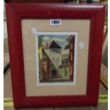 A redwood framed watercolour, entitled Pikk Street - pencil details under