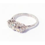 A marked PLAT three stone diamond ring - 1.65ct TDW