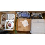 A box containing assorted Royal Doulton and other collectors' plates - sold with a vintage part