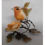 An Albany China figure of a robin on bronze twig with original Ham & Huddy presentation box