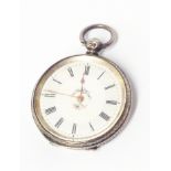 A silver cased backwind lever pocket watch