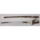 A Victorian British Light Infantry sword with steel scabbard - unmarked replacement blade