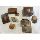 Various snuff boxes and parts including micro mosaic and painted landscape - various condition