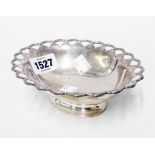 A silver oval pedestal bonbon dish with pierced rim - Sheffield 1944