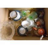 A box containing china and glass including teaware, Japanese eggshell porcelain, etc.