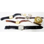 Four assorted wristwatches with straps, two lady's wristwatches without straps and a vintage