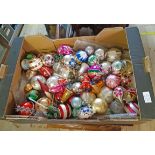 A box containing a large quantity of assorted vintage glass and other Christmas decorations