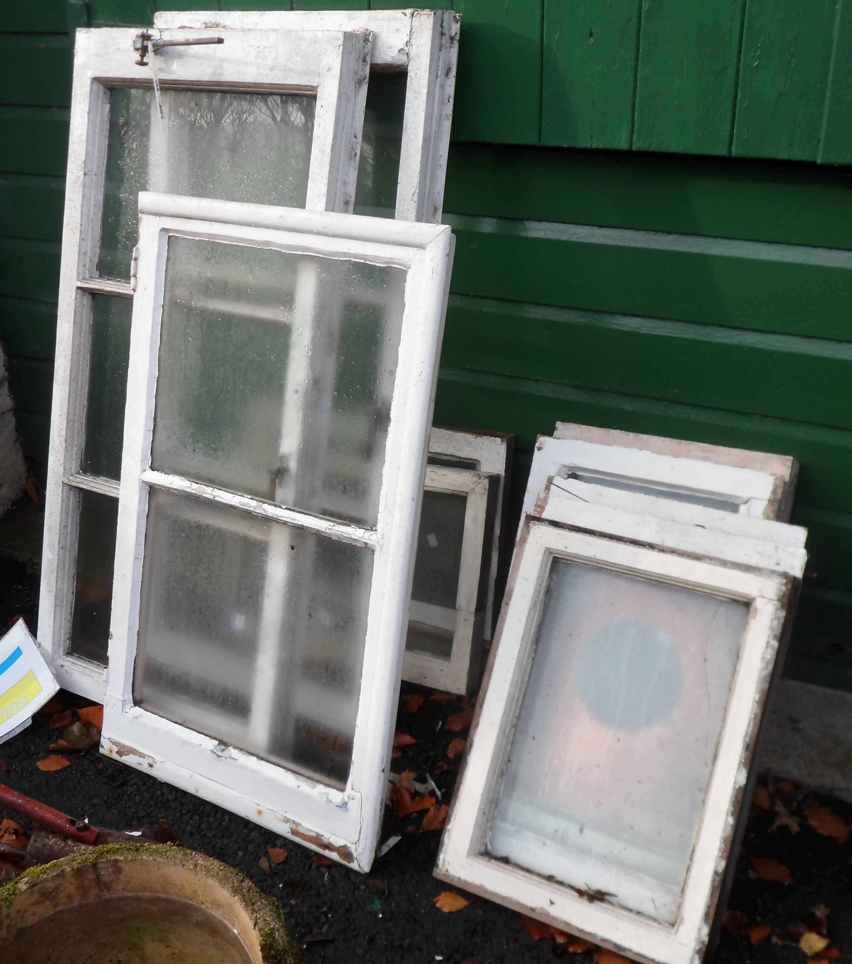 Ten assorted old windows