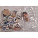 Various dolls house ornaments, Wade Beefeater Gin bottle stopper, thimbles and other miniature