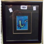 A.W.: a black framed and slipped small abstract painting - signed and dated 95