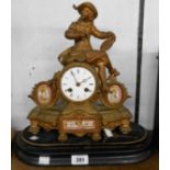 A 19th Century French gilt spelter figural cased mantle clock with Japy Freres eight day bell