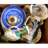 A box containing assorted dinnerware and other ceramics