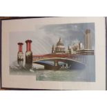 Richard Davies: a polished metal frame coloured solkscreen print, entitled St Pauls - signed in