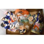 Six Staffordshire figures and groups including Auld Lang Syne and a reversible sailor/soldier -