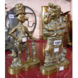 A pair of brass Ally Sloper and Mrs Sloper flatback figures