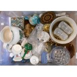 A crate containing assorted ceramics and collectable items