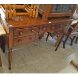 A 1.19m late Regency mahogany kneehole sideboard with low raised gallery to top, central frieze