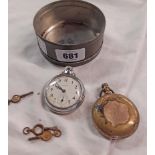 Two pocket watches with keys