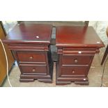 A pair of 46.5cm modern stained wood bedside chests in the Victorian style, each with blind frieze