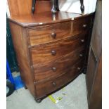 A 1.17m 19th Century bow front mahogany chest of two short and three long graduated drawers, set