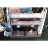 A vintage galvanized paraffin greenhouse heater by Eltex, chimneys missing - sold with galvanized