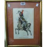 Peter Kemplay: a gilt framed ink and watercolour study of a 25th Dragoons Trooper - signed 1968