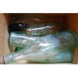 A small box of old bottles including cods, etc.