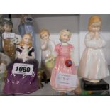 Four Royal Doulton child figurines HN 2236 Affection, HN 1377 Tinklebell, Bedtime HN 1978, and