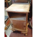 A 39cm 20th Century bow front bedside cabinet, set on carved cabriole legs with pad feet