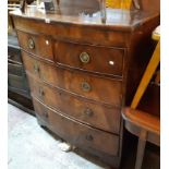 A 1.06m 19th Century mahogany bow front chest of two short and three long graduated drawers, set