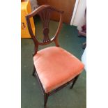 A 19th Century mahogany framed Hepplewhite style shield back bedroom chair with velour upholstery,