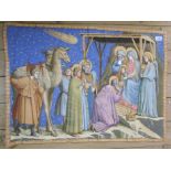 An Italian Aras Nativity wall hanging