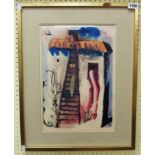 Salvador Dali: a gilt framed Harrods Original Graphics coloured print, entitled Alice in