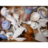 A box containing assorted ceramic and glass items