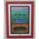 Robert G. Smith: a maroon painted framed mixed media picture entitled "Orange Band" - signed and