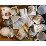 A box containing commemorative and other china including Edward VII, Gates of Dartmoor Prison mug,