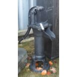 A reproduction cast iron garden pump