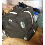 A pair of Takai waterproof motorcycle panniers - sold with an inflatable airbed and a camera tripod