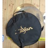A Zildjian case (a/f) containing associated hi-hat cymbals and drum skins