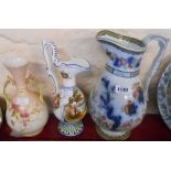 A large Victorian toilet jug - sold with an Italian tin glazed jug and an Austrian porcelain two