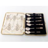 A cased set of Chinese marked Sterling fancy terminal coffee spoons (one a/f) - sold with five older