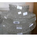 A large Thomas Webb cut glass fruit bowl - sold with six assorted moulded and cut glass fruit bowls